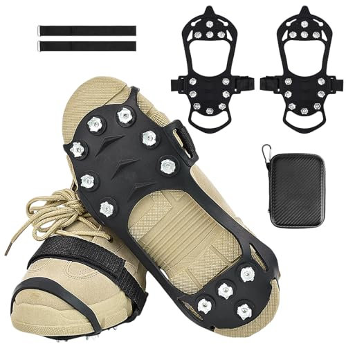 Steigeisen für Bergschuhe, Schuhspikes, Anti Rutsch Schuhspikes, Spikes Schuhe Schuhkrallen mit 11 Zähne, Spikes für Schuhe, Schuhkrallen für Winter Wandern Schnee Klettern-XL