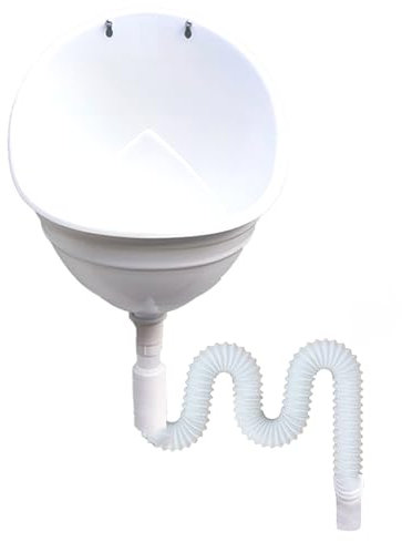 Urinoir mural simple et sans eau en plastique avec tuyau pour jardin, camping, cave, chantier, WC (blanc)