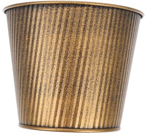 Mipcase Vaso da fiori retrò in ferro piccolo vaso per piante bidone della spazzatura da scrivania bidone della spazzatura retrò vaso per piante da fioriera ferro zincato Golden