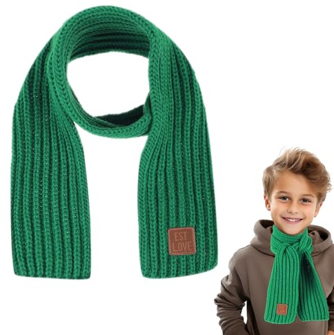 Abeillo Warm Kids Winter Knit Scarves Soft Knitted Neck Warmer Scarf Warm Scarves Wrap for Boys Girls (Green)