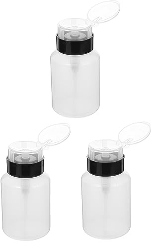 Beaupretty 3pcs Plastic Nail Liquid Dispenser Press Type Storage Bottles Nail Polish Remover Holder