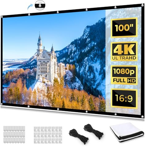 KOGATA Outdoor Projector Screen with Stand 100 Inch: Portable Projection Screen for Outside Theater Home Backyard Movies