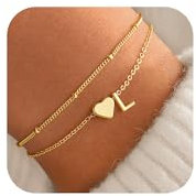TINGN Armband Damen Gold, 14K Gold Vergoldet Herz Armband mit Buchstaben L Armbänder Damen | Herz Armbänder Mädchen | Teenager Mädchen Geschenke | Jahrestag Hochzeit Geschenk für Sie Frauen Muttertag