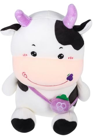 Yardwe 1 Stück Jahr des Ochsen Plüschtier Ochsenjahr Maskottchen Kuscheltier Heimatkuhkissen Schmücken Obst-Kuh-Ornament Plüsch-kuhpuppenspielzeug Heimdekoration Stretchstoffe Violett