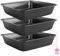 VIDETOL 3 Pcs Non Stick Oven Baking Tray, Square Deep Heavy Duty Carbon Steel Oven Tray with Oil Brush, PFOA Free Roasting Tin Pans for Baking Food, Black