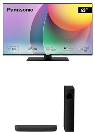 Panasonic TB-43W60AEY 43 4K Ultra HD Smart TV SC-HTB258EBK Bluetooth Soundbar Soundbar with Wireless Subwoofer