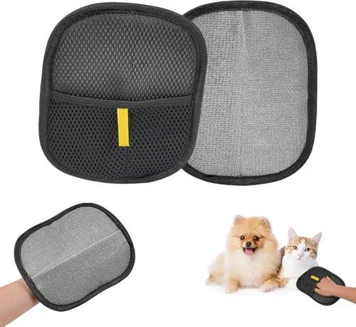 runpeak 2 Stück Tierhaarentferner Handschuh – Effiziente Haarentfernung, Katzenhaarentferner, Doppelseitiger Fellmagnet, Wiederverwendbarer Haarentfernung Handschuh Tiere mit Anti-Statik-Funktion