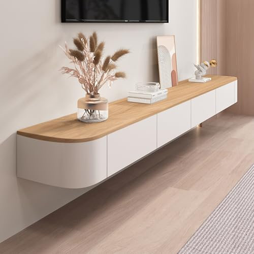 Générique Meuble TV sur Pied, Meuble TV Universel réglable en Hauteur, Meuble TV Mural Flottant avec Porte et Grand Banc de Rangement, Bois, 120 cm