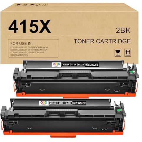 415X Schwarze Tonerkartuschen Kompatibel mit 415X W2030X 415A W2030A | für Color Laser Jet Pro MFP M479fdw Toner M479fnw M479fdn M479dw M454dn M454dw M479 (2er-Pack, schwarz)