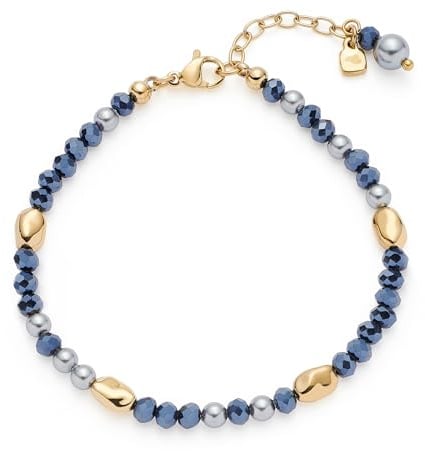 JEWELS BY LEONARDO Armband Aline • Arm-Schmuck aus goldfarbenem Edelstahl • Mix aus aufgereihten Perlen, Glassteinen und Goldnuggets • 18,5-21 cm Länge • Schmuck Geschenk für Frauen • 025375