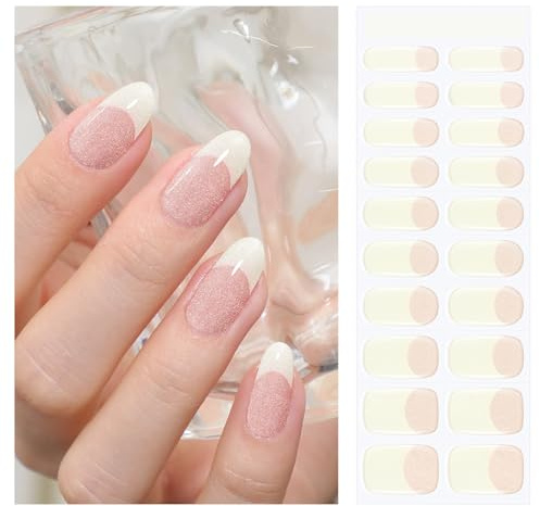 Yoaasyo Unghie Gel Adesive UV Punte Francesi Bianche, 20 Pezzi, Maniko Nails Adesive, Nail Polish Stickers Accessori Per Decorazioni e Design di Nail Art