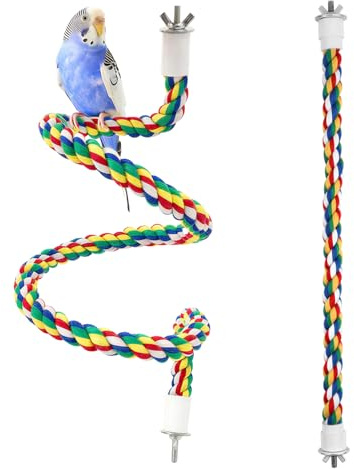Bird Rope Perches for Parrots, Cockatiels, Parakeets, Budgie Cages Comfy Birds Colorful Rope Toy, 2 Pack, 80 cm