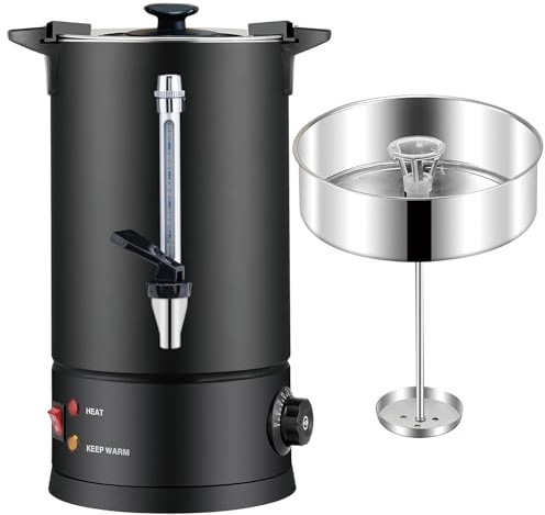 Vorchef Commercial Coffee Urn, 304 Grade Stainless Steel Hot Water Urn Percolate Coffee Pot Coffee Maker 1600W Hot Drink Dispenser for Catering, 50-Cup 8 L Black