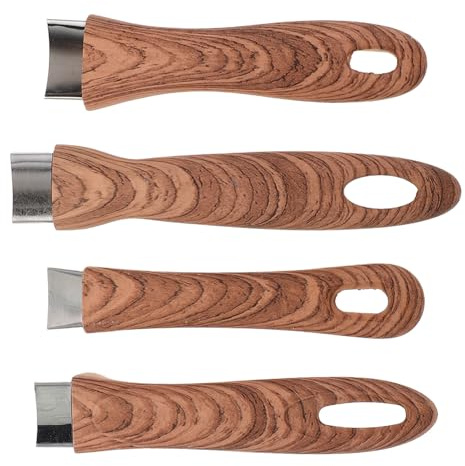 BESPORTBLE 4pcs Universal Removable Pot Handles Replacement Grip for Frying Pan and Milk Pan, Non-Stick Bakelite Wooden Handles Elegant Khaki Finish, for Kitchen Cookware Accessories