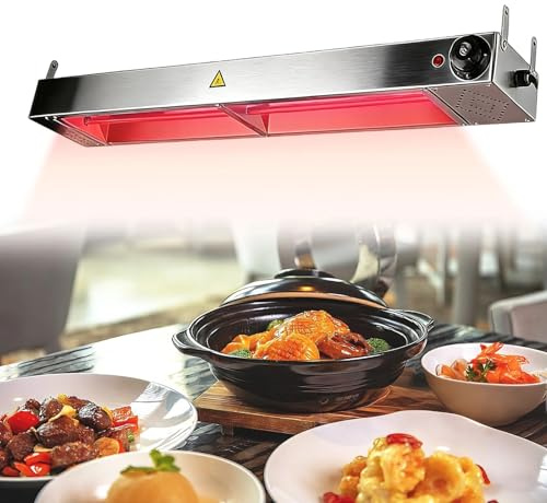 Aocay Edelstahl Lebensmittel Wärmelampe Küche Gastro (1Stück, 120cm) | Kommerzielle Speisenwärmer Lampe für Küche, Buffets, Hängende Wärmelampe Küche für Essen Einstellbare Temperatur 30-85℃