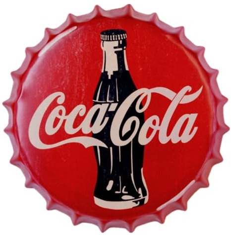 Decor Bottle Caps Metal Tin Signs, Cola Vintage Style Wall Art Plaque for Cafe Beer Bar Home Yard Road Indoor Outdoor 30 x 30 cm