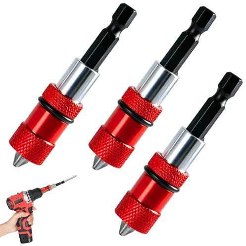 Lot de 3 Porte Embout Visseuse Magnétique à Changement Rapide, Embout Visseuse Placo avec Butée de Profondeur Réglable Tige Hexagonale 1/4 Compatible avec Perceuses et Visseuse Placo