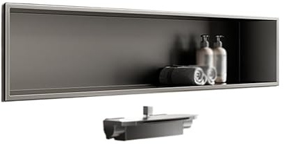 QCPLMKOJN Étagère encastrée pour Douche, Niche de Douche encastrée en Acier Inoxydable, Aucun carrelage nécessaire, Plusieurs Tailles Multicolores(Grey,90x28x12.5cm)