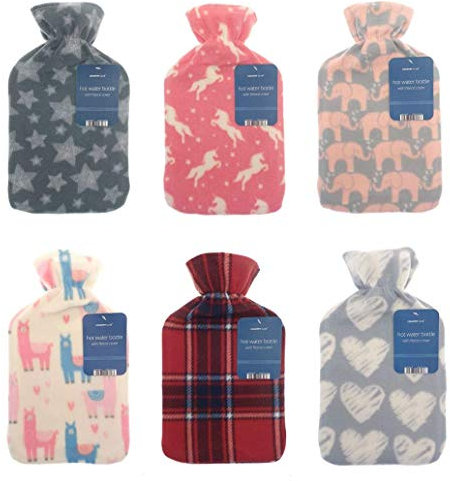 Cosy Hot Water Bottle with Fleece Cover Assorted Designs Country Club (1 x Random Shipped)