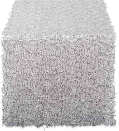 DII Roll Tischläufer aus Netzstoff mit Pailletten, Silber