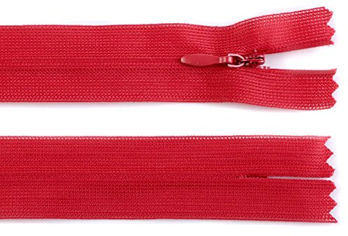 Schnoschi 5 Stück 30 cm Langer Spiralreißverschluss, nahtverdeckt, Nicht teilbar, kirschrot, 3mm Laufschiene, Reißverschluss
