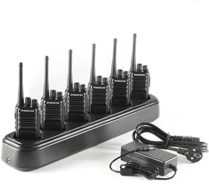Dynascan - Pack de 6 Walkie Talkies DYNASCAN L-88+ con Cargador Múltiple PMR-446 | 8 Canales | Potencia de 500mW | Batería de 1600mAh | Subtonos CTCSS/DCS y Scrambler