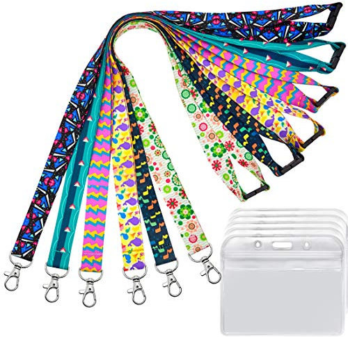 YOUOWO Lot de 6 cordons imprimés avec porte-badge horizontal pour clés de croisière, femmes, enfants, carte de navire, tour de cou de sécurité avec motifs