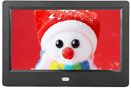 Bewinner 7 Zoll HD LED Anzeige Digitaler Bilderrahmen 1024 x 600 Digitaler Bilderrahmen mit MP3 Weckerfunktion / 4 Film Player/Kalender Digitaler Bilderrahmen (EU)