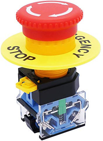 Taiss/AC 440V 10A Interrupteur à Bouton-poussoir D'arrêt D'urgence Champignon Rouge 22mm Commutateurs à Bouton-poussoir NO NC LA38-11ZS