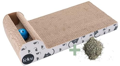riijk Rascador para Gatos con Hierba Gatera - Juguete para Gatos con Bola de Campana - Antideslizante