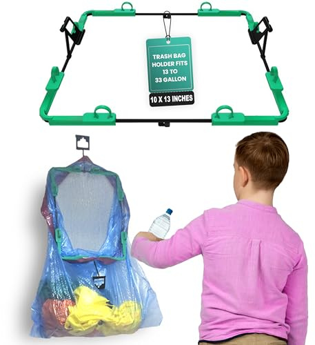 Collapsible Trash Bag Holder Stand 13-33 Gallon Garbage Bags Opener Portable Waste Bin & Storage Rack for Camping RV Outdoor Kitchen Picnic BBQ Party Can Laundry & Camper Heavy Duty Liner Hanger