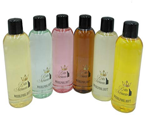 Dufte Momente | Whirlpool Duft Set 6 x 250ml Cuba Sunset (Geranium, Mojito, Rum), Eukalyptus, Jasmin, Kokos-Vanille, Lemongras und Orange-Citrus | Badezusatz | naturreine und natürliche ätherische Öle