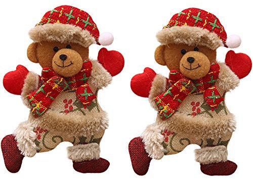 Anhänger Weihnachten Deko Figuren Weihnachtsanhänger Bär Weihnachtsmann Schneemann Elch Christbaumschmuck (Bär 2PC)