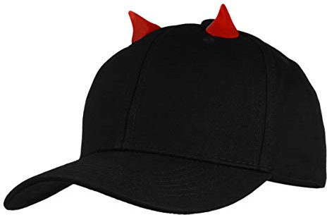 SOIMISS Halloween Baseballmütze Teufel Horn Baseballmütze Outdoor Vielseitige Peaked Cap Teufel Kostüm Zubehör für Halloween Party Geschenke (Schwarz)