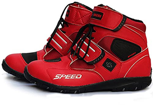 BSTL Stivali da Moto Donna Corti, Motociclista, Rosso, 38 EU
