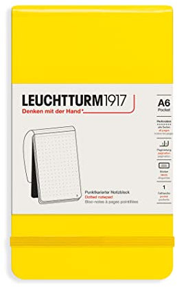 LEUCHTTURM1917 364414 Notizblock Pocket (A6), Hardcover, 94 nummerierte Seiten, dotted, Zitrone