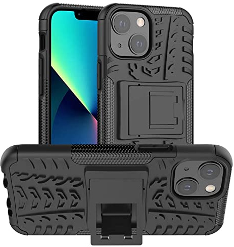 CoolGadget Outdoor Handyhülle für iPhone 13 Stoßfest Schwarz | Panzerhülle robust für Sport und Baustelle, rutschfest, verstärkte Ecken, erhöhter Kameraschutz