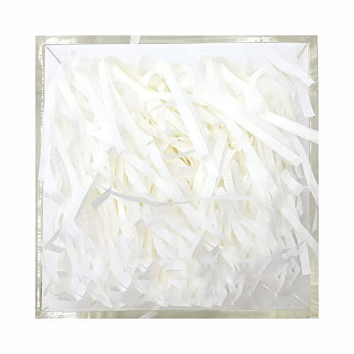 Jieddey Papier Füllmaterial für Geschenkbox,Geschreddertes Papier 200 G Ostergras Raffia Hamper Shreds SeidenPapier zum Verpackungen Füllen Körben Geschenken Weiß