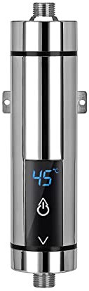 3500W Mini Electric Water Heater, LED Intelligent Electric Water Heater, Adjustable Temperature Instant Tankless Hot Water Heater for Kitchen Bathroom Bath Washing (Silver)