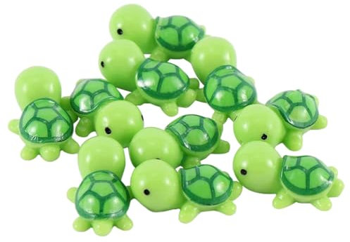 Yardwe Lot de 10 petites figurines de tortue miniature - En verre - Statue d'animaux - Figurines d'animaux - Figurines en verre - Sculpture - Décoration de gâteau - Cadeau pour bureau, bonsaï -
