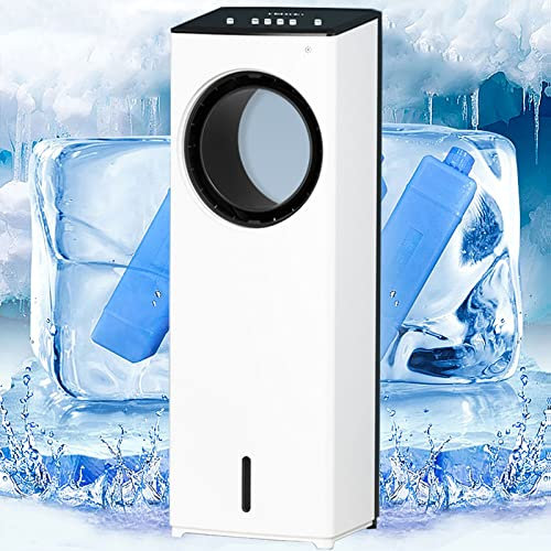 Climatiseur mobile, 80 W/110 W Refroidisseur d'air 4 en 1 Tour Ventilateur/Refroidissement/Humidificateur/Purificateur d'air Climatiseur Oscillation sans lame Minuterie 8H Télécommande avec 6 cristaux