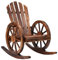 Spurgehom Adirondack Schaukelstuhl mit Latten-Design und übergroßer Rückenlehne für Veranda, Pool, Gartenliege, Braun