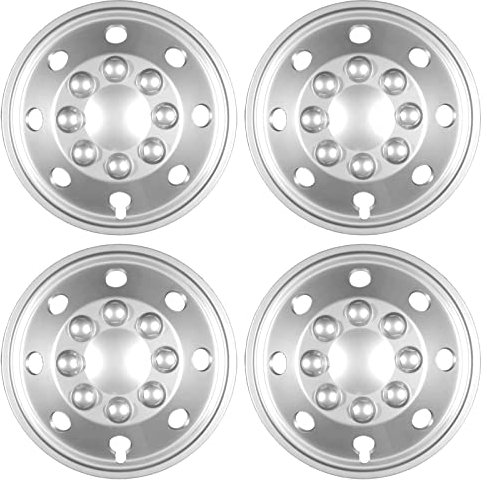 Premium Radkappen 16 Zoll gewölbt in Silber kompatibel mit Wohnmobil Transporter Lieferwagen 4er-Satz gewölbte Radzierblenden Radblenden Raddeckel Radabdeckungen Zierblenden Zierkappen 4er-Set