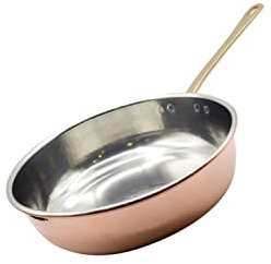 CREARTISTIC Bratpfanne aus reinem verzinntem Kupfer – 28 x 7,5 cm 3,2 l –Dicke 1,2 mm – mit langem Messinggriff – Pasta-Sautierpfanne – Pastapfanne – Sautierpfanne – 100% Made in Italy –handgefertigt