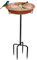 Baignoire à oiseaux autoportante de 71,1 cm avec piquet en métal, décoration amovible pour jardin, terrasse, cour, pelouse, 4 pieds à pointes (marron)
