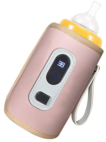 Chauffe-biberon Température Réglable USB Chauffe-lait pour bébé avec Affichage Numérique Chauffage électrique (Rose)