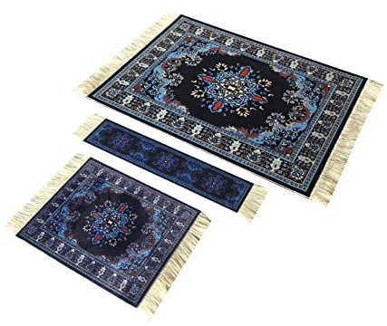 Samsrainbow MOUSE_PAD, Oriental Mini Carpet Design, Dark Blue, Rubber, 3mm Thick, Washable