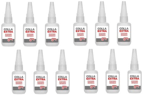 Magazzini GM COLLA EXTRA, Adesivo Istantaneo Multiuso per Acciaio, Plastica, Legno, Metallo, Tappo Anti-occlusione, Colla Cianoacrilato per Modellismo,Resistente alla Benzina, 20gr (12)