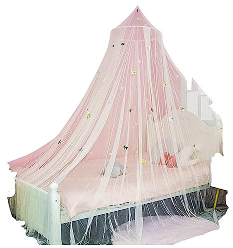 Reheyre Betthimmel, Prinzessinnen-Bettvorhangnetz, runde Kuppel-Bettvorhänge, Prinzessinnen-Betthimmel, Betthimmel Vorhänge, Indoor Outdoor Hauszelt, Baldachin Bettvorhänge für Twin Full Queen King