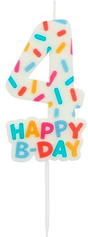 Folat 24114 Velas de Pastel - Vela Cozy Sprinkles Número 4-7 cm Adornos para pasteles para fiestas de cumpleaños, aniversario de Bodas, fiesta de Graduación, baby shower, fiesta de niños